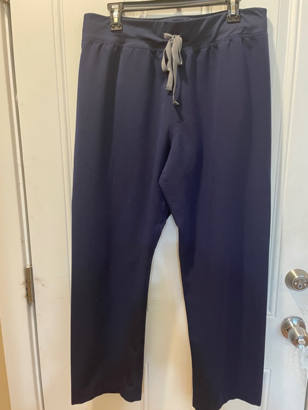 Figs Navy Drawstring Scrub Pants with Gray Tie